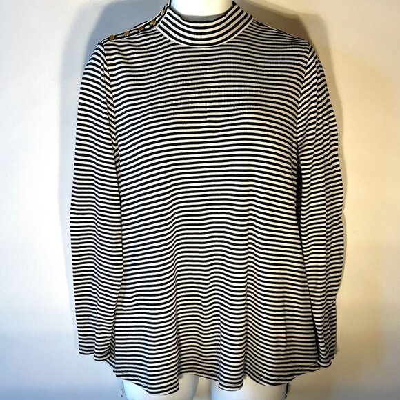 Lane Bryant SZ 18/20 Blk & White Stripe Sweater Parisian Capsule Preppy Academia - Picture 1 of 10